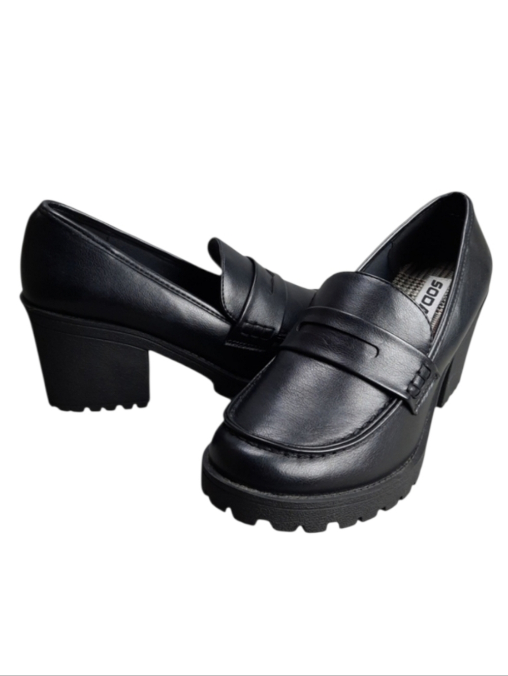 Soda Black Lug Sole Penny Loafer SZ 9M